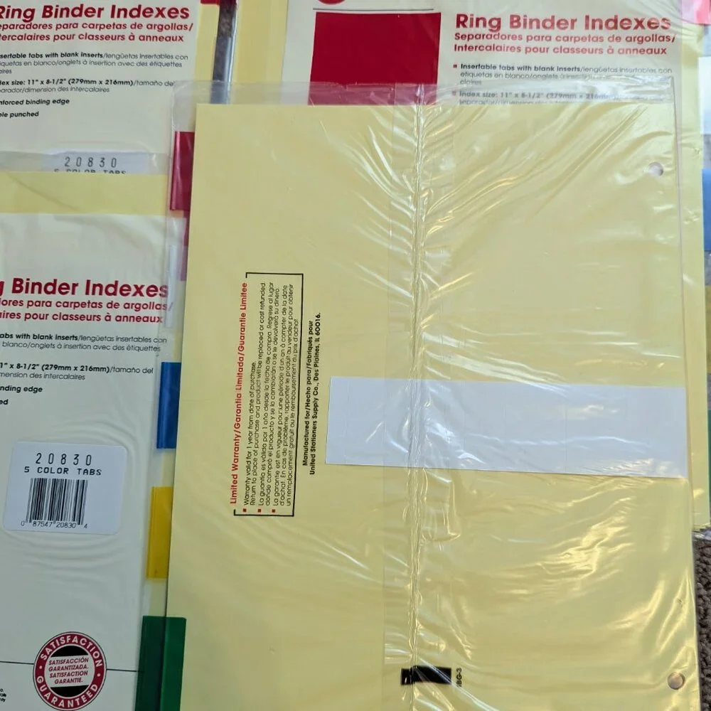 Universal Ring Binder Indexes pack of 4 NEW